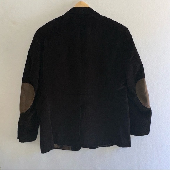 Lauren Ralph Lauren Black Corduroy 2 Button Front Sport Coat Elbow Patches 40S - Picture 2 of 7